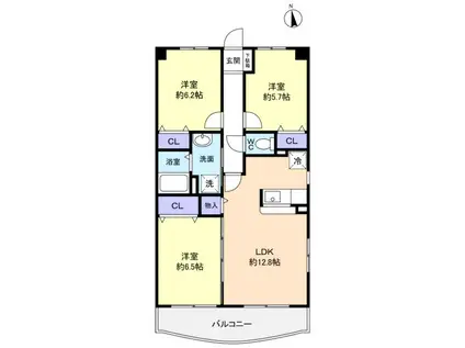コンフォール・ソシアル(3LDK/2階)の間取り写真