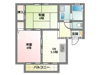 インヴィレッジA(2DK/1階)の間取り写真