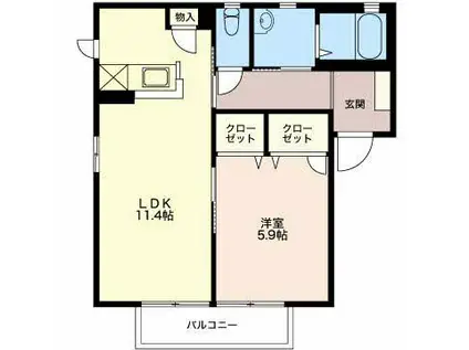 ラフランス(1LDK/1階)の間取り写真