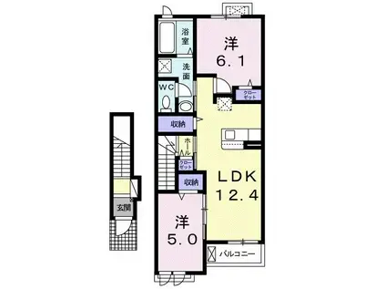 サンモール(2LDK/2階)の間取り写真