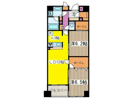 KDXレジデンス日本橋水天宮(2LDK/7階)の間取り写真