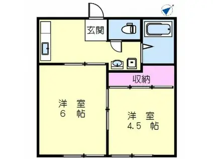 コーポ愛甲(2K/2階)の間取り写真