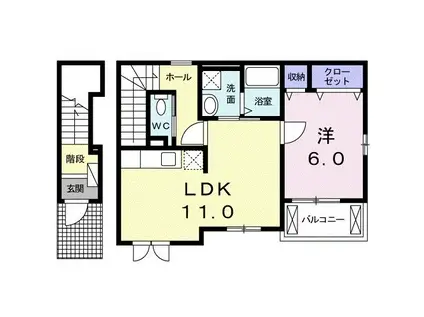 ベラ・ルーチェ(1LDK/2階)の間取り写真
