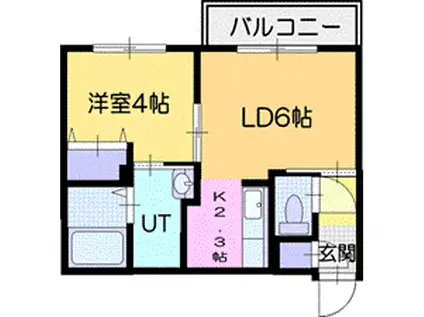 エクセル黄金北(1LDK/2階)の間取り写真