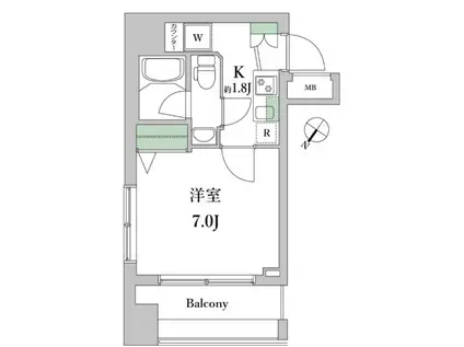 リクレイシア西横浜(1K/11階)の間取り写真