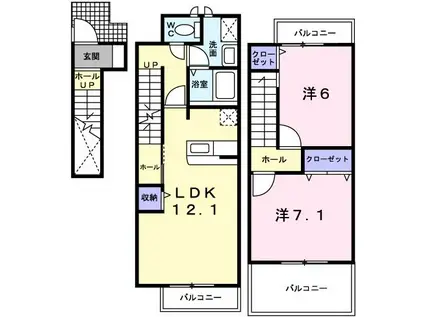 コータ・コート(2LDK/2階)の間取り写真