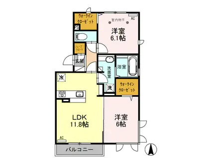 ロイジェントパークスレイクタウンII F(2LDK/3階)の間取り写真