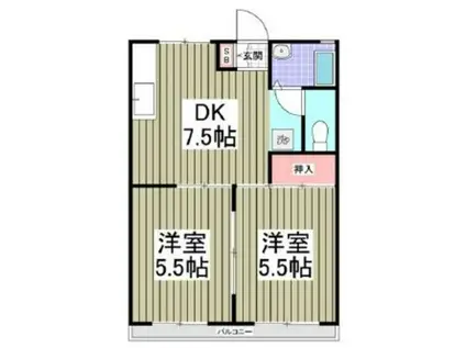 グリーン・ヒル21(2DK/1階)の間取り写真