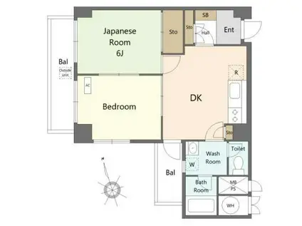 メガロン御殿山(2DK/9階)の間取り写真