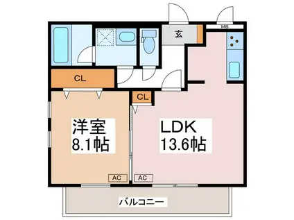 THE CREST(1LDK/3階)の間取り写真