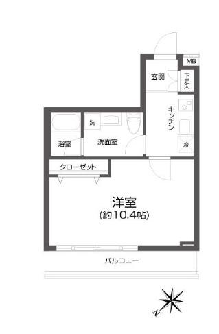 パセオ中目黒(1K/2階)の間取り写真