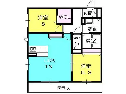 MAST COURT 丸橋(2LDK/1階)の間取り写真
