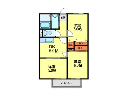 シャルマン萩(3DK/1階)の間取り写真