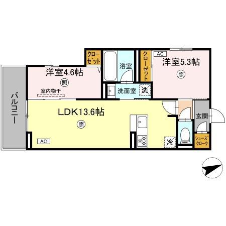 D-ROOM伊賀駅東(2LDK/3階)の間取り写真