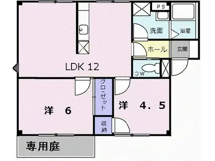 プラドール裕D(2LDK/1階)の間取り写真