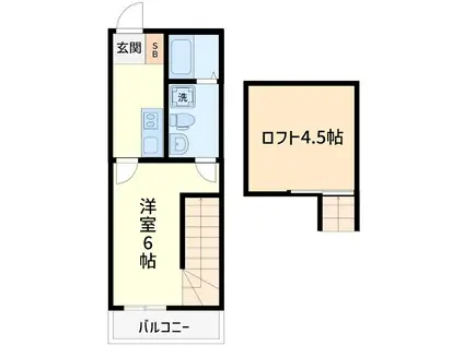 ルストーレ能見台(2K/2階)の間取り写真