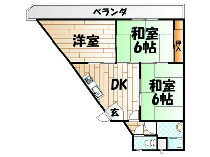 オアシス大畠(3DK/3階)の間取り写真