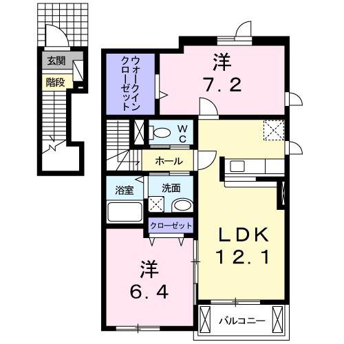 リジェールI(2LDK/2階)の間取り写真