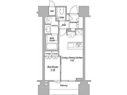 ザ・ミッドハウス新宿御苑(1LDK/11階)の間取り写真