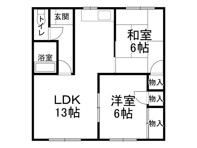 ハイツふくろう(2DK/2階)の間取り写真
