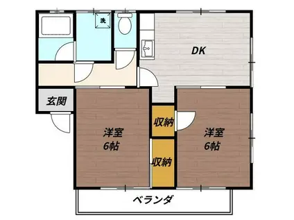 島野ハイツ(2DK/2階)の間取り写真