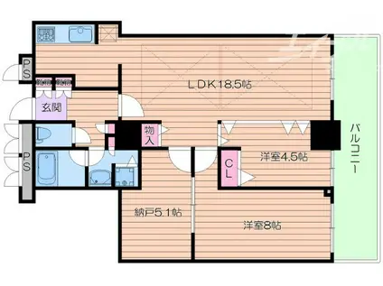 ローレルコート難波(2SLDK/9階)の間取り写真