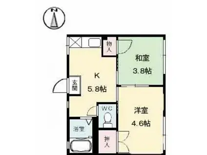 第3ダイカクハイツ(2DK/2階)の間取り写真