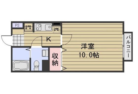 CASA Y.M.K A棟(1K/2階)の間取り写真
