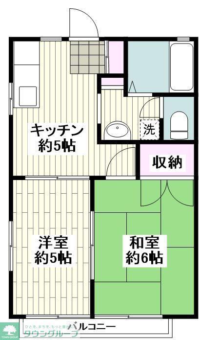 ベルス湘南B棟(2K/2階)の間取り写真