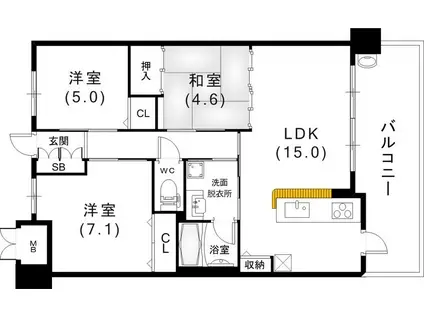 プレミスト明石土山(3LDK/7階)の間取り写真