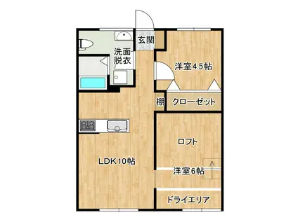 CAT BOX LOFT B棟(2LDK/1階)の間取り写真