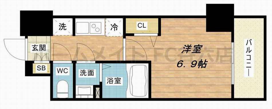 プレサンス阿波座駅前(1K/2階)の間取り写真
