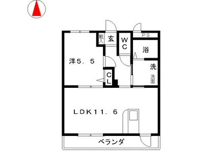 グランドールパレス(1LDK/2階)の間取り写真