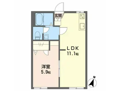 八反田ハイツB(1LDK/2階)の間取り写真