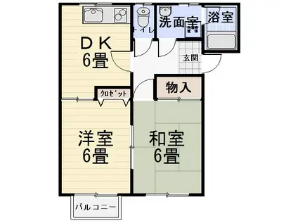 ハウディ(2DK/2階)の間取り写真