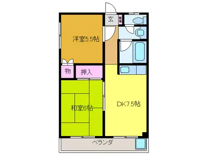 都市空間マンション(2DK/3階)の間取り写真
