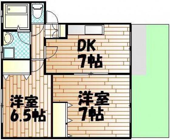 ファミーユ人見B棟(2DK/2階)の間取り写真