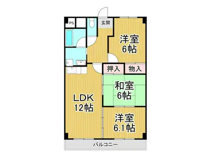 フルール南鈴原(3LDK/3階)の間取り写真