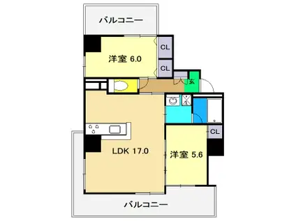 ロイヤルコートSEI(2LDK/7階)の間取り写真