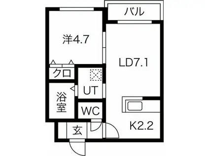 バルボーニL・A(1LDK/1階)の間取り写真