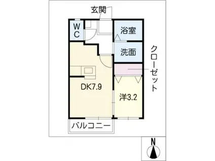 サニーコート(1DK/2階)の間取り写真