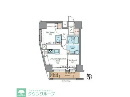 ラグゼナ北千住II(2LDK/8階)の間取り写真