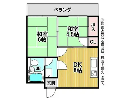 コーポ浅野岡山(2DK/5階)の間取り写真