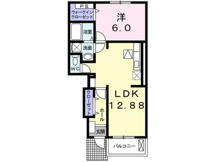 ビサイド・K(1LDK/1階)の間取り写真