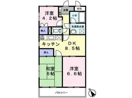 コンフォート野火止(3DK/3階)の間取り写真