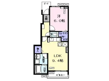 プルメリア ガーデン(1LDK/1階)の間取り写真