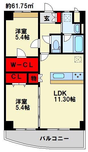 愛暮利伊フォーチュン北湊I(2LDK/2階)の間取り写真