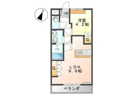 シェルル長束西(1LDK/2階)の間取り写真