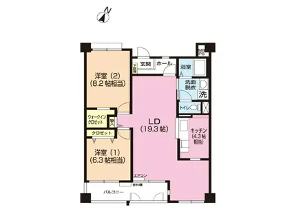 パティオス14番街(2LDK/4階)の間取り写真