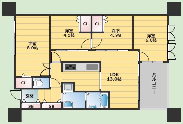 サンライズ緑丘(4LDK/2階)の間取り写真